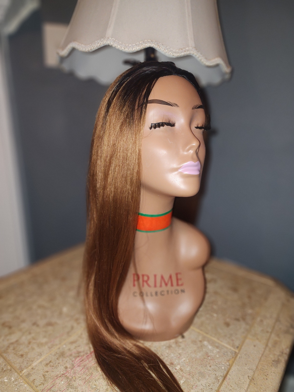 Pure Collection Sleek Straight Ombre Chestnut to Dark Roots Half Wig